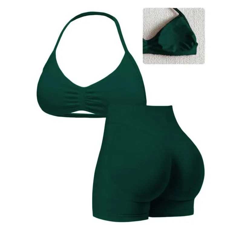 New Women'S Sporty Yoga Set, High-Waist Tight-Fitting Shorts and Tank Top, Summer Fitness for Running and Gym