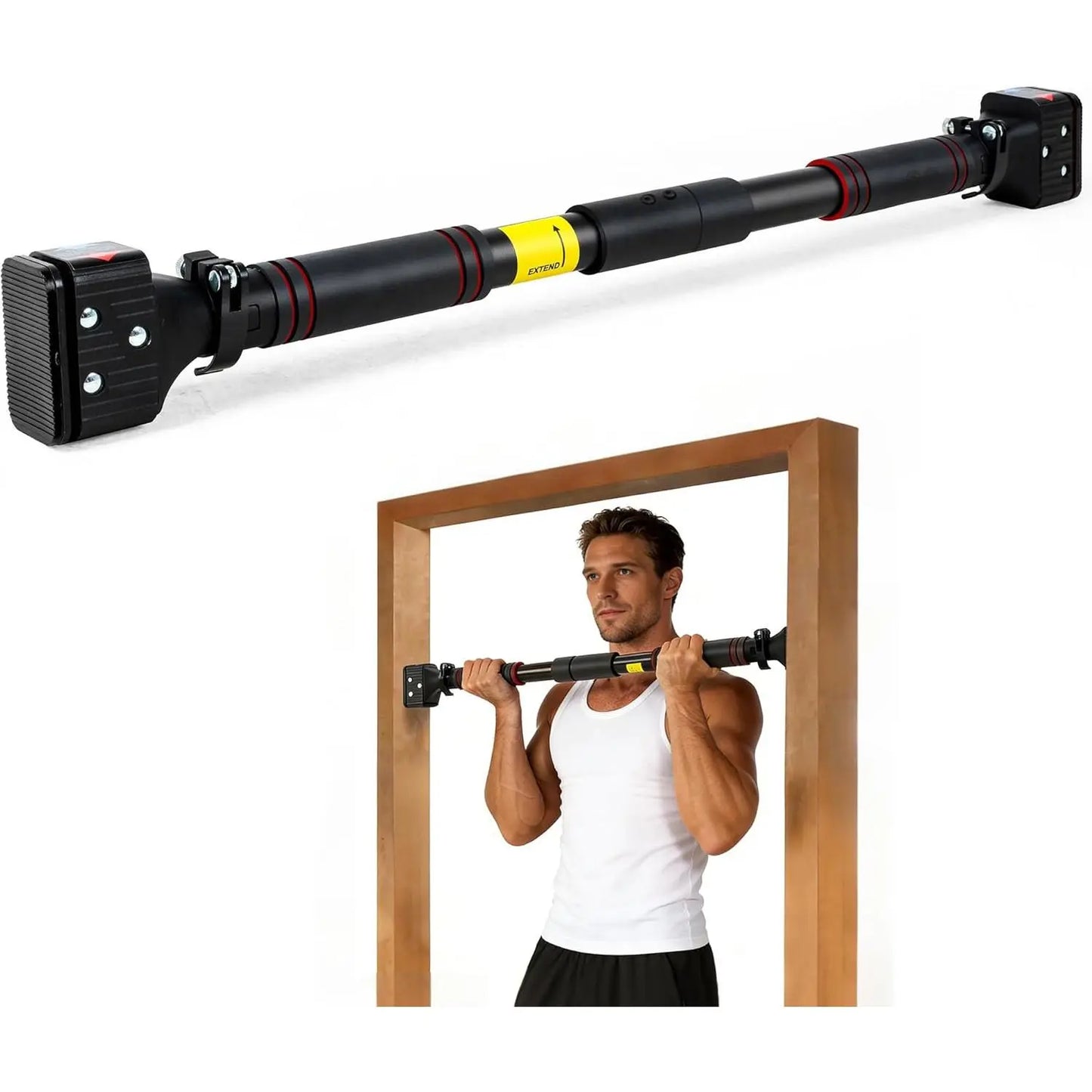 Leikefitness Door Frame Pull-Up Bar - Screw-Free, Adjustable Width Locking Mechanism, Portable Adjustable Workout Equipment for Upper Body Strength Training Exercise Equipment