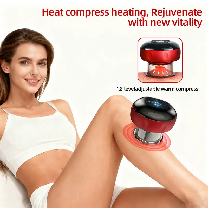 [Renhui]Electric Cupping Massager,Intelligent Massage Cup, Red Light+Heat+Suction Therapy/Muscle Relief, Cellulite, Used for Comfortable Massage, Portable Charging Massage Tool, Used for Body Care, Gifts, Vacuum Electronic Cupping Massage Device.
