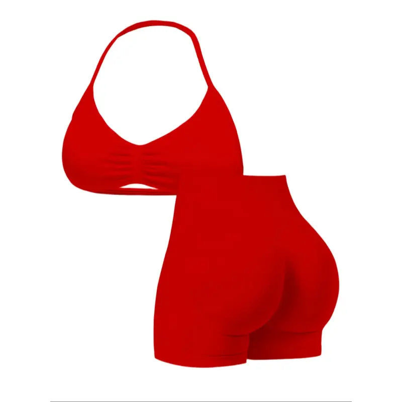 New Women'S Sporty Yoga Set, High-Waist Tight-Fitting Shorts and Tank Top, Summer Fitness for Running and Gym