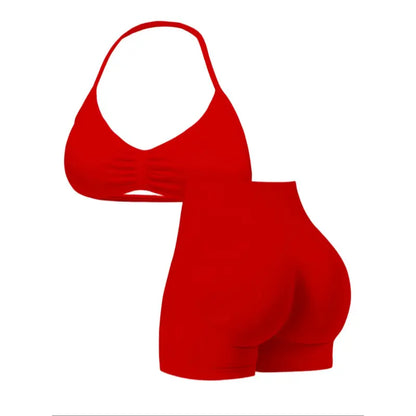 New Women'S Sporty Yoga Set, High-Waist Tight-Fitting Shorts and Tank Top, Summer Fitness for Running and Gym
