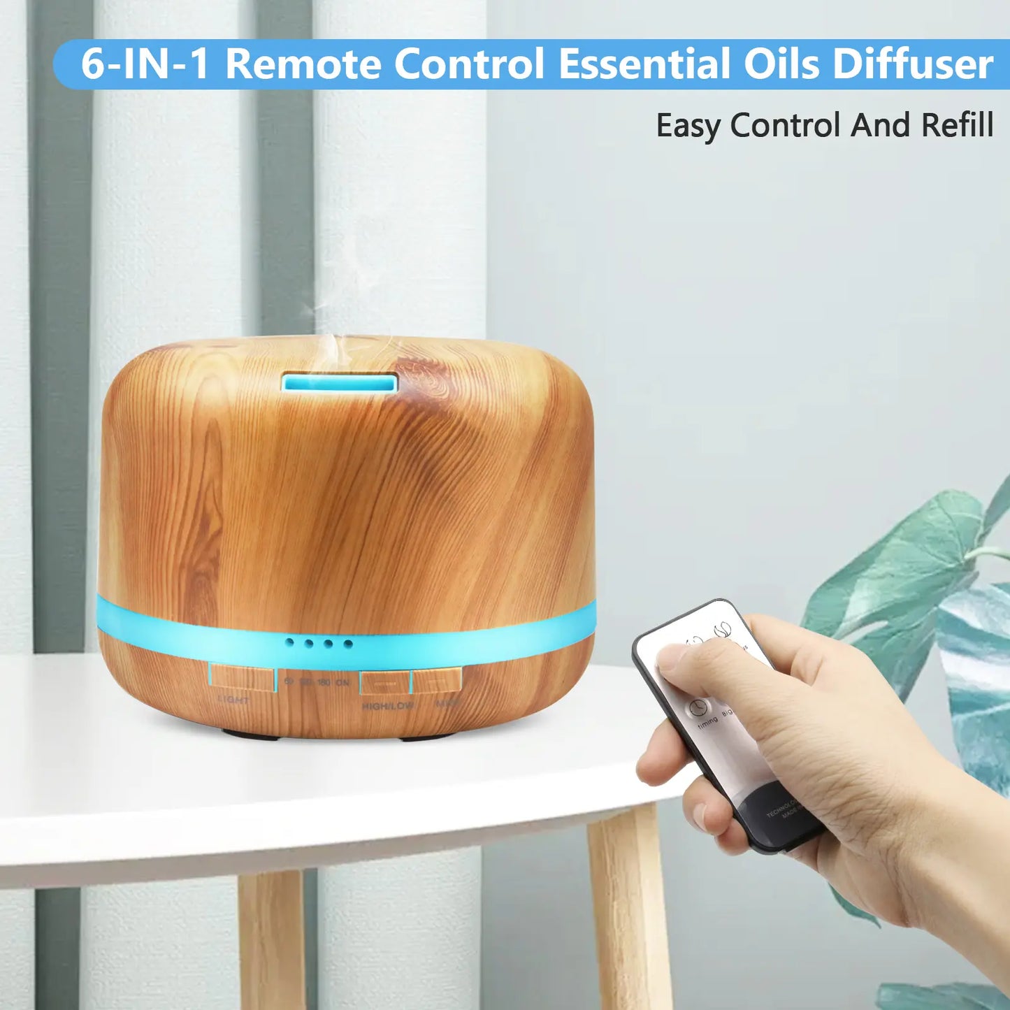 DAROMA 500Ml Essential Oil Diffuser with Remote Control, Premium Ultrasonic Aromatherapy Diffusers Scent Humidifier Vaporizer Auto-Off Timer for Large Room Home,7 Color Mood Lights & Waterless Auto-Off for Home Office Gift