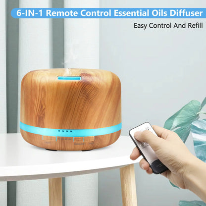 DAROMA 500Ml Essential Oil Diffuser with Remote Control, Premium Ultrasonic Aromatherapy Diffusers Scent Humidifier Vaporizer Auto-Off Timer for Large Room Home,7 Color Mood Lights & Waterless Auto-Off for Home Office Gift