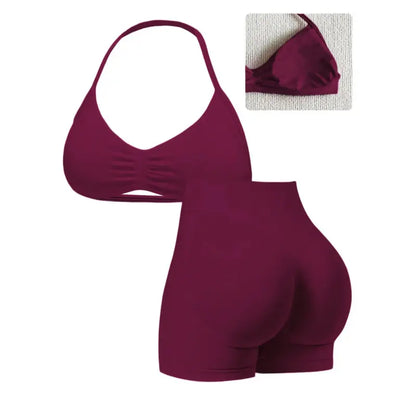 New Women'S Sporty Yoga Set, High-Waist Tight-Fitting Shorts and Tank Top, Summer Fitness for Running and Gym