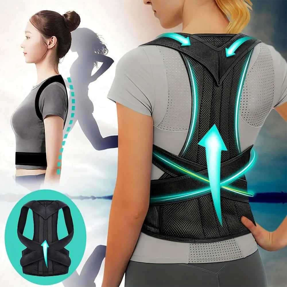 Adjustable Breathable Waist Brace - Lower Back Support & Posture Corrector Belt, Posture Strap for Gym, Sports, Office Sitting