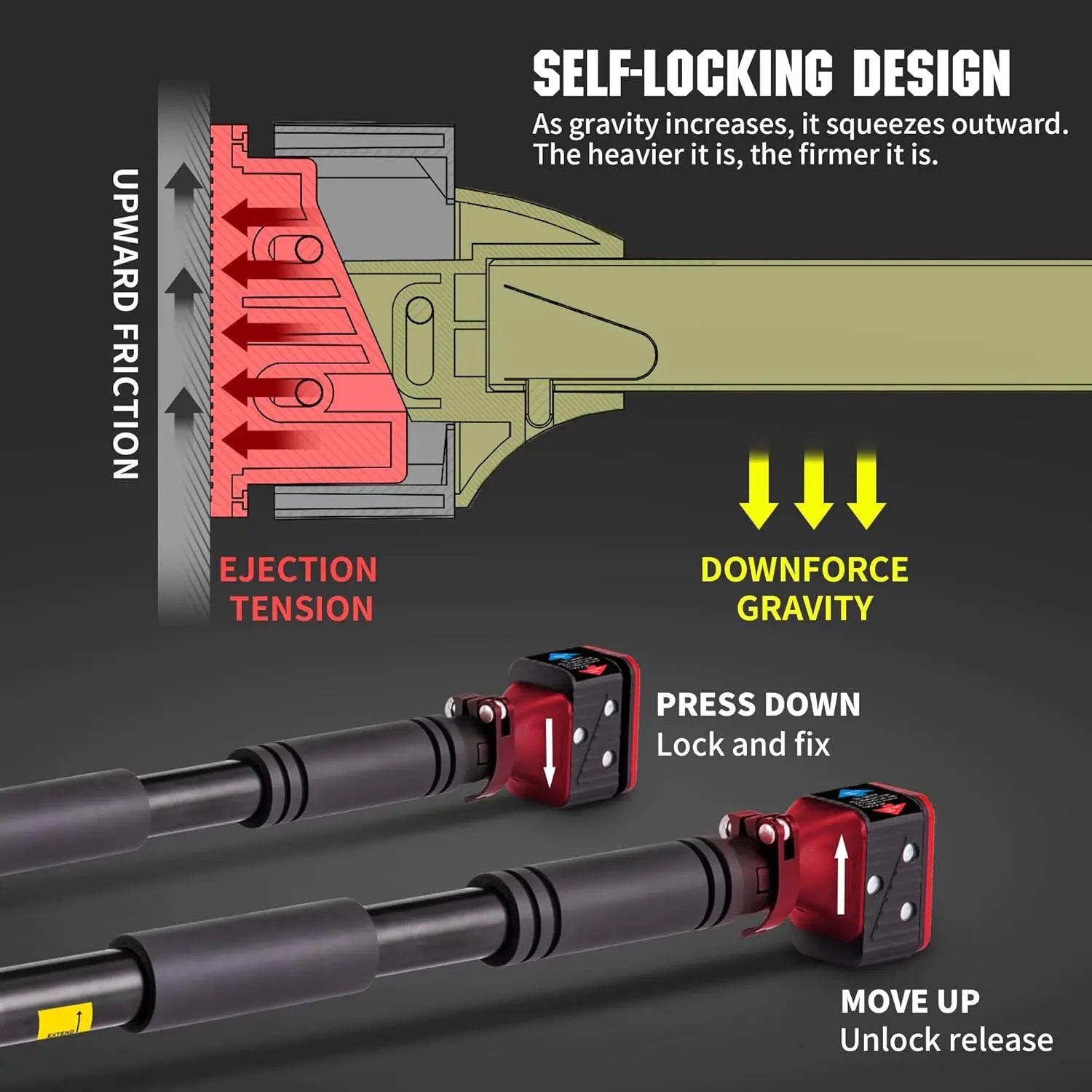 Leikefitness Door Frame Pull-Up Bar - Screw-Free, Adjustable Width Locking Mechanism, Portable Adjustable Workout Equipment for Upper Body Strength Training Exercise Equipment