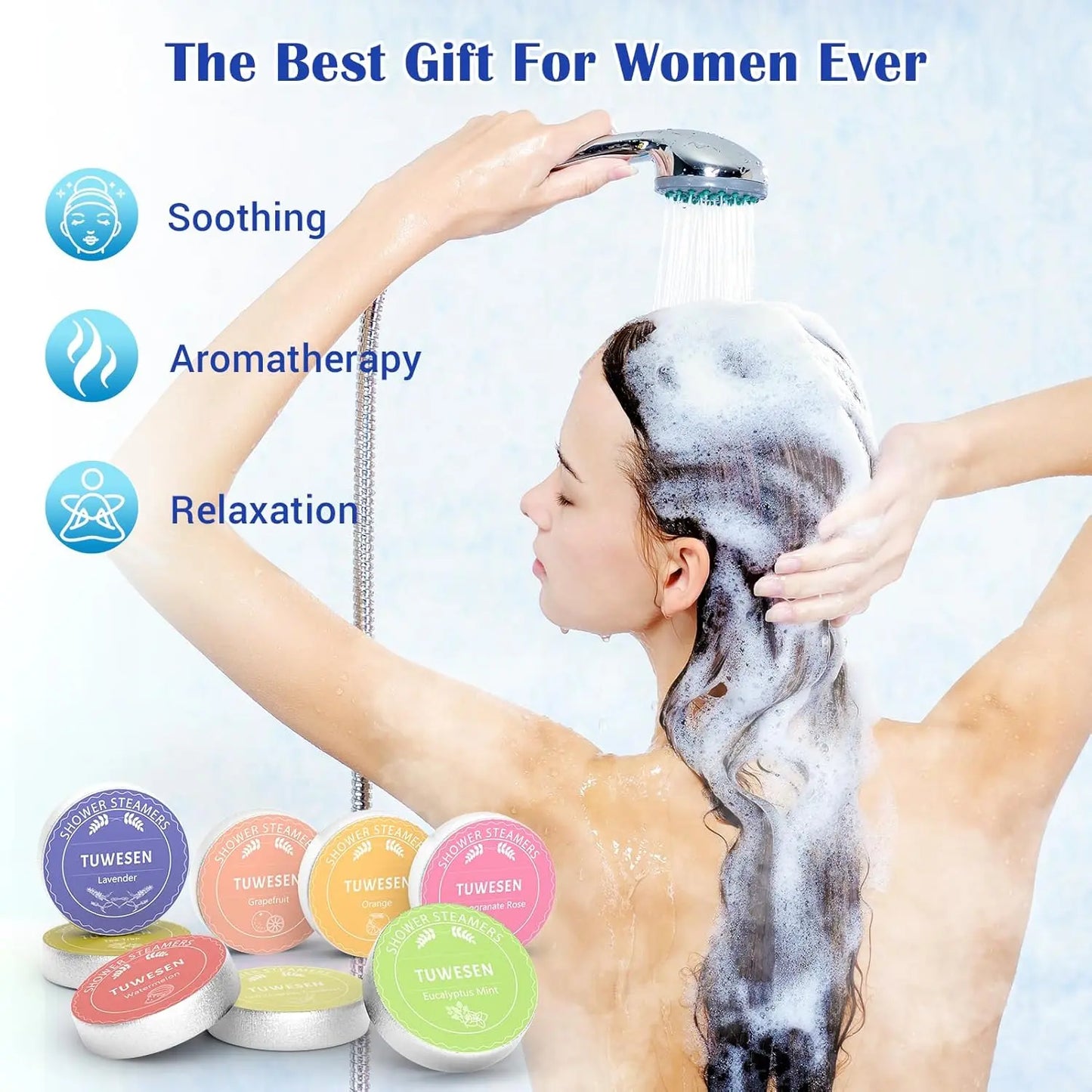 TUWESEN Shower Steamers Aromatherapy - Gifts for Women,Variety Pack of 16 Shower Bombs with Essential Oils - Relaxation and Self Care Gifts for Mom.Enjoy Aromatherapy SPA at Home!