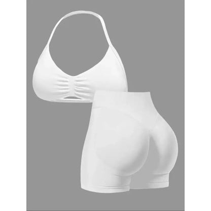 New Women'S Sporty Yoga Set, High-Waist Tight-Fitting Shorts and Tank Top, Summer Fitness for Running and Gym