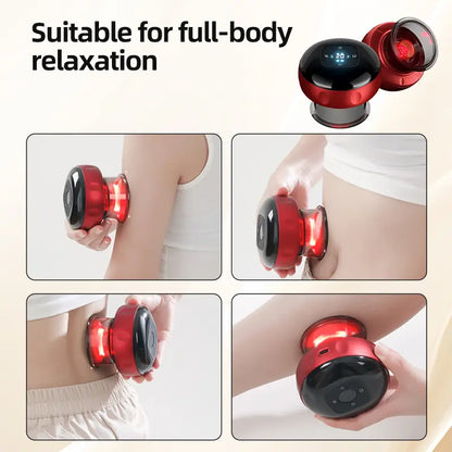 [Renhui]Electric Cupping Massager,Intelligent Massage Cup, Red Light+Heat+Suction Therapy/Muscle Relief, Cellulite, Used for Comfortable Massage, Portable Charging Massage Tool, Used for Body Care, Gifts, Vacuum Electronic Cupping Massage Device.