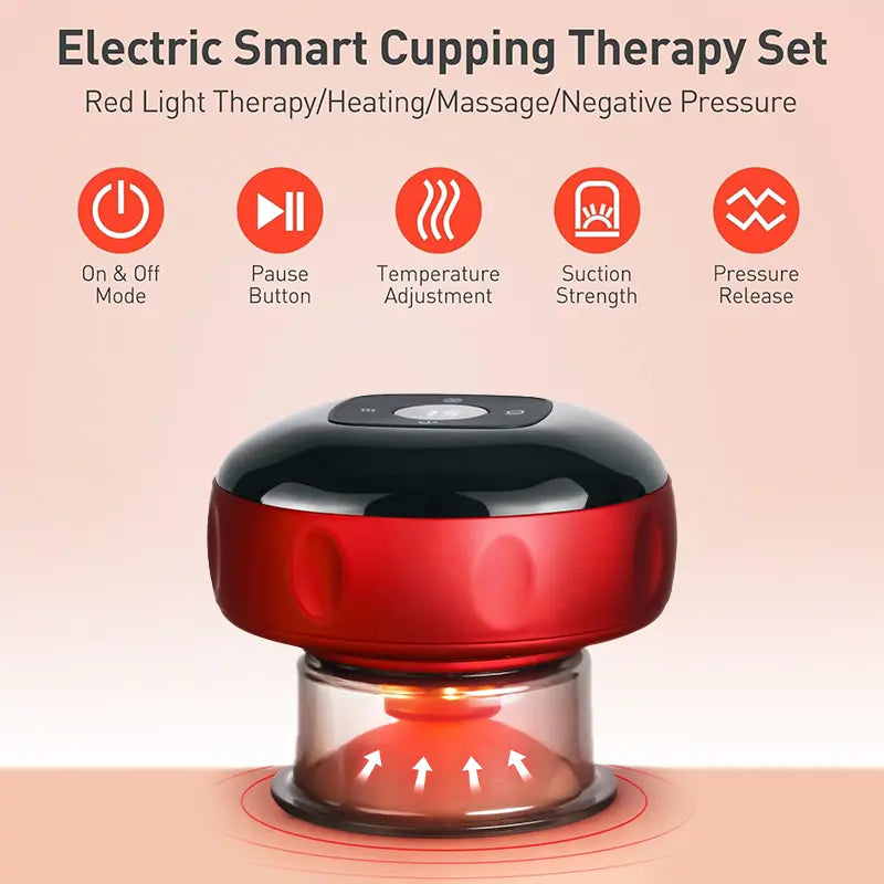 [Renhui]Electric Cupping Massager,Intelligent Massage Cup, Red Light+Heat+Suction Therapy/Muscle Relief, Cellulite, Used for Comfortable Massage, Portable Charging Massage Tool, Used for Body Care, Gifts, Vacuum Electronic Cupping Massage Device.