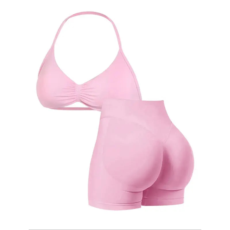 New Women'S Sporty Yoga Set, High-Waist Tight-Fitting Shorts and Tank Top, Summer Fitness for Running and Gym
