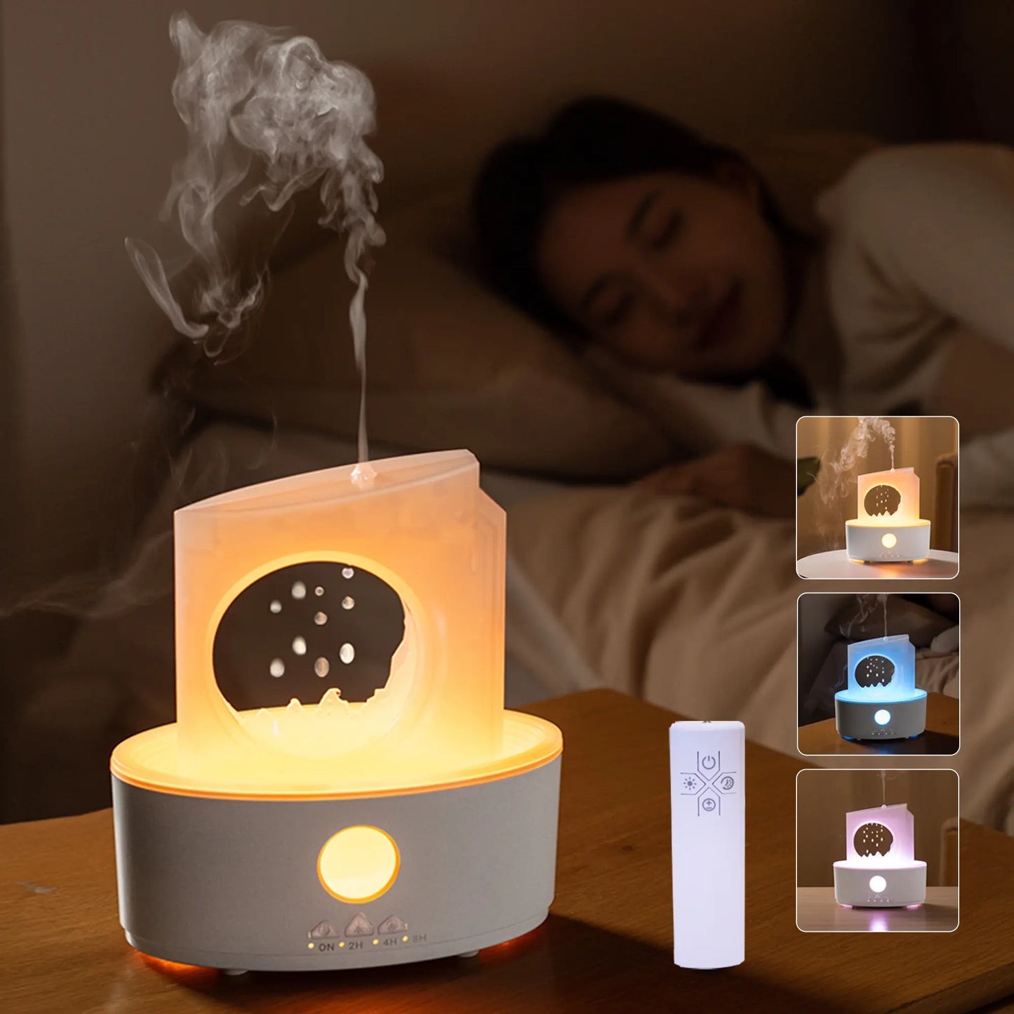 Raindrop Essential Oil Diffuser,300Ml Night Light Aromatherapy Humidifier,Scent Diffuser for Home,3 Light Colors,Timed&Auto Shut-Off (Remote Control) Air Diffuser for Home,Bedroom,Office,Yoga
