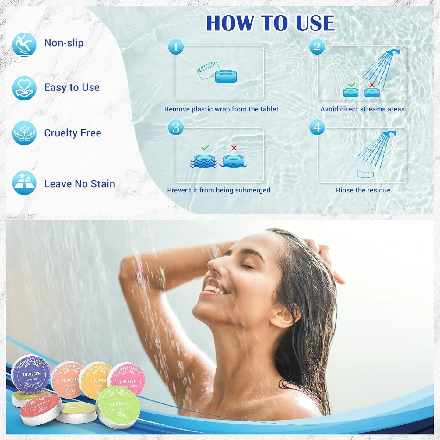 TUWESEN Shower Steamers Aromatherapy - Gifts for Women,Variety Pack of 16 Shower Bombs with Essential Oils - Relaxation and Self Care Gifts for Mom.Enjoy Aromatherapy SPA at Home!