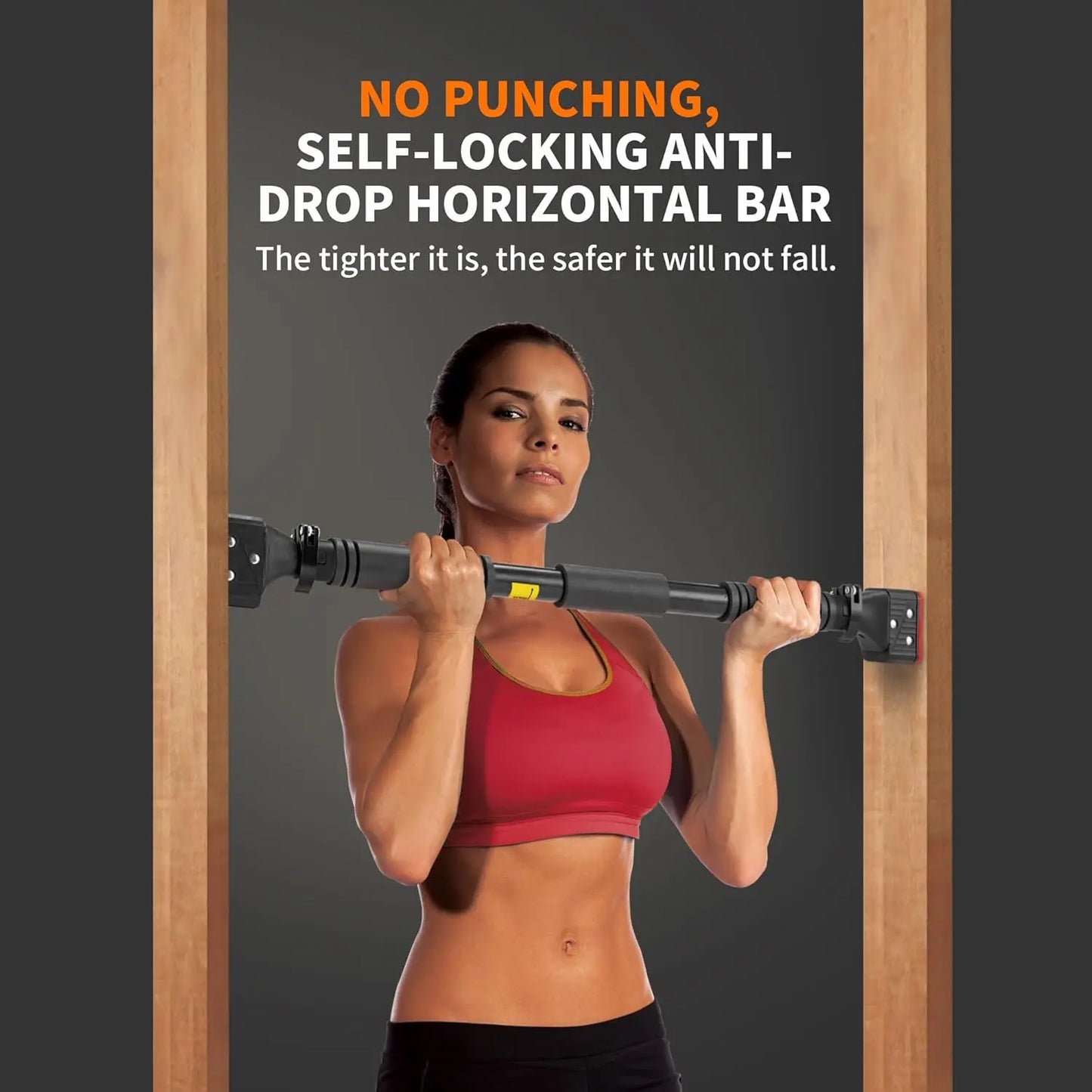 Leikefitness Door Frame Pull-Up Bar - Screw-Free, Adjustable Width Locking Mechanism, Portable Adjustable Workout Equipment for Upper Body Strength Training Exercise Equipment