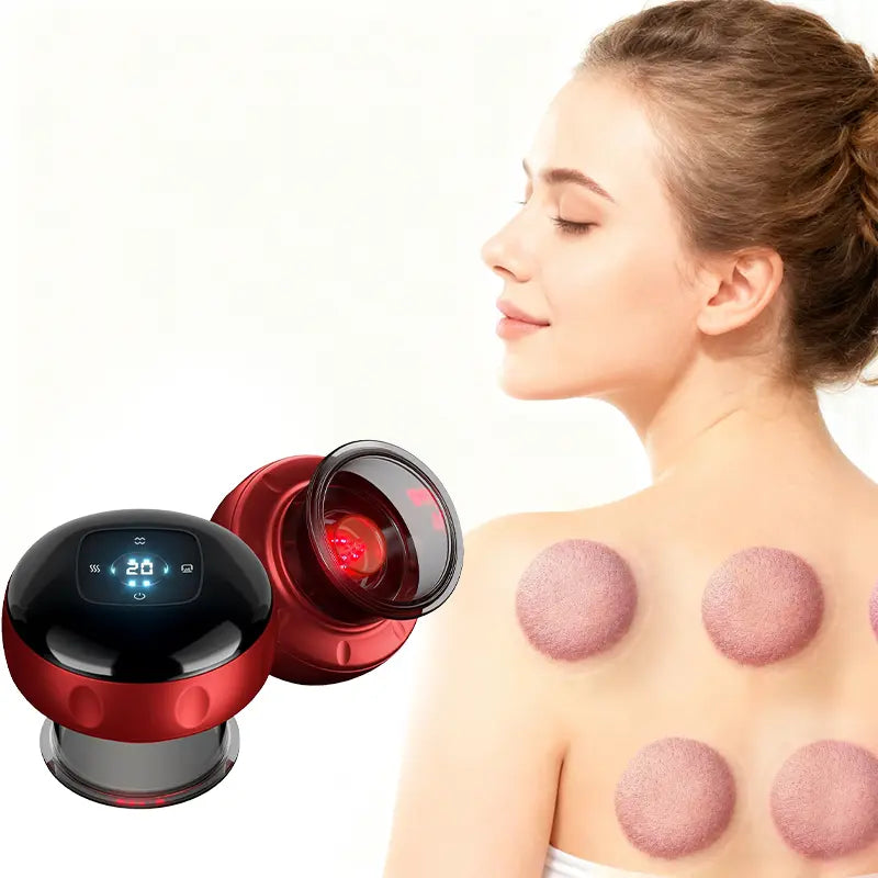 [Renhui]Electric Cupping Massager,Intelligent Massage Cup, Red Light+Heat+Suction Therapy/Muscle Relief, Cellulite, Used for Comfortable Massage, Portable Charging Massage Tool, Used for Body Care, Gifts, Vacuum Electronic Cupping Massage Device.