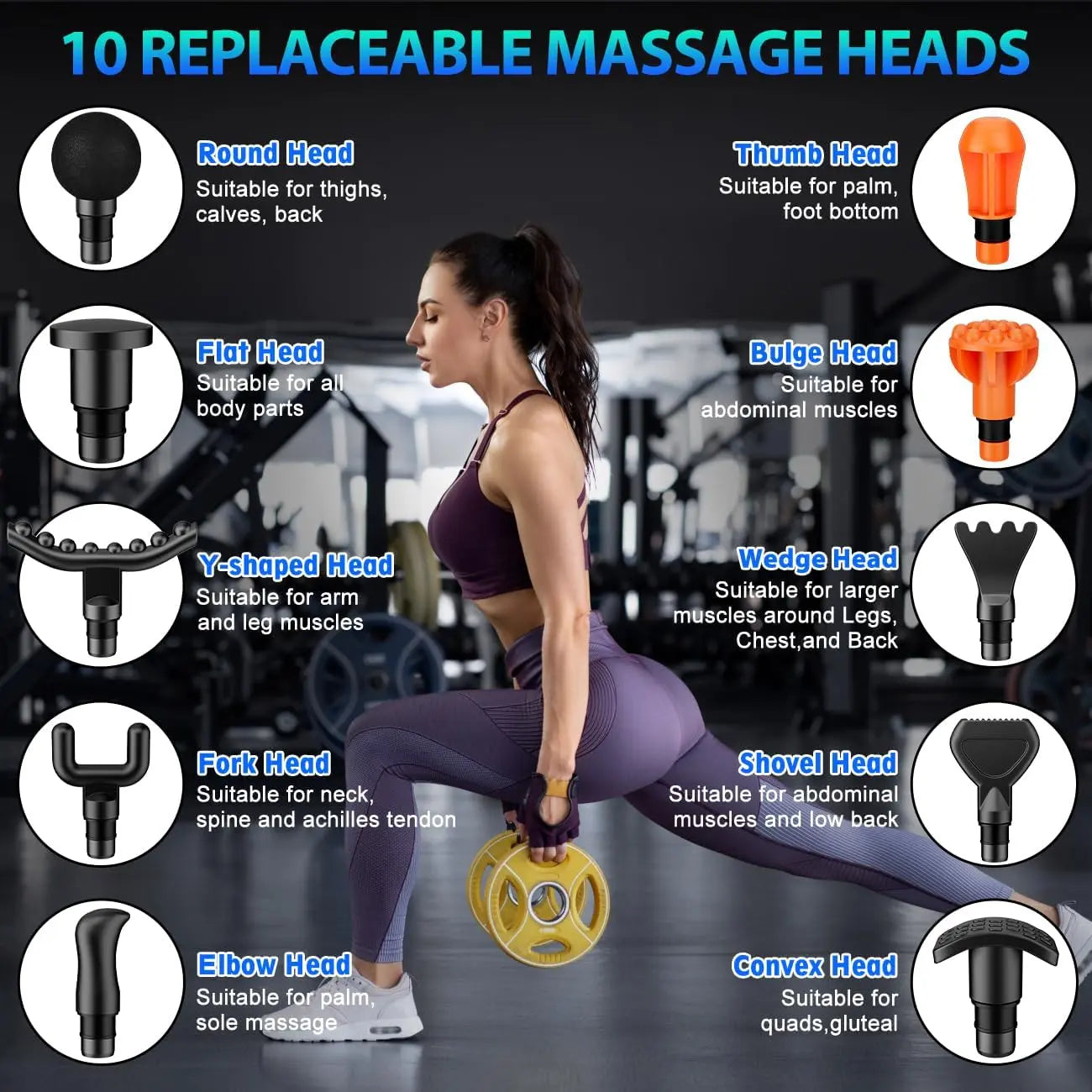 New TOLOCO Massage Gun, 10 Heads, 7 Speed Levels, Smart Touch Screen, Portable Handheld Deep Muscle Tissue Massager for Neck & Full Body Relaxing