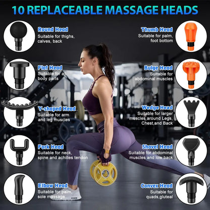 New TOLOCO Massage Gun, 10 Heads, 7 Speed Levels, Smart Touch Screen, Portable Handheld Deep Muscle Tissue Massager for Neck & Full Body Relaxing
