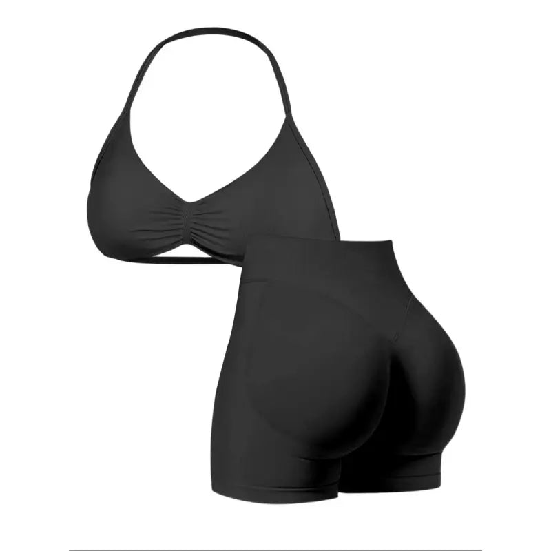 New Women'S Sporty Yoga Set, High-Waist Tight-Fitting Shorts and Tank Top, Summer Fitness for Running and Gym