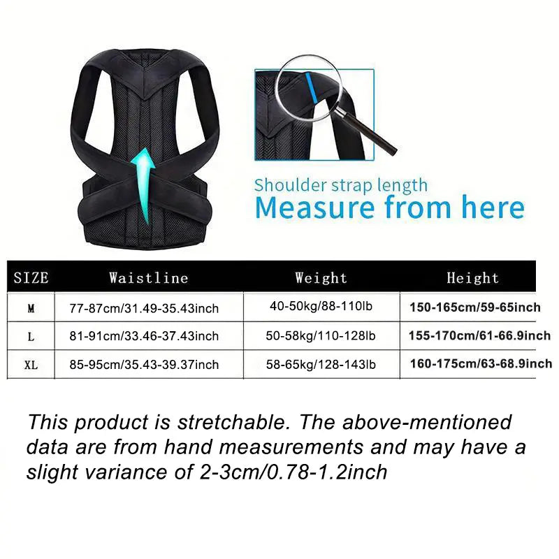Adjustable Breathable Waist Brace - Lower Back Support & Posture Corrector Belt, Posture Strap for Gym, Sports, Office Sitting