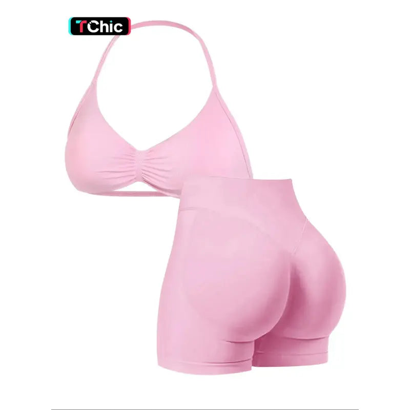 New Women'S Sporty Yoga Set, High-Waist Tight-Fitting Shorts and Tank Top, Summer Fitness for Running and Gym