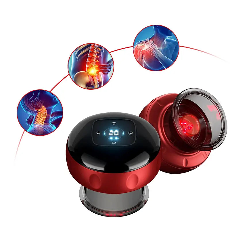 [Renhui]Electric Cupping Massager,Intelligent Massage Cup, Red Light+Heat+Suction Therapy/Muscle Relief, Cellulite, Used for Comfortable Massage, Portable Charging Massage Tool, Used for Body Care, Gifts, Vacuum Electronic Cupping Massage Device.