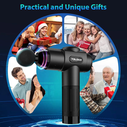 New TOLOCO Massage Gun, 10 Heads, 7 Speed Levels, Smart Touch Screen, Portable Handheld Deep Muscle Tissue Massager for Neck & Full Body Relaxing