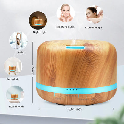 DAROMA 500Ml Essential Oil Diffuser with Remote Control, Premium Ultrasonic Aromatherapy Diffusers Scent Humidifier Vaporizer Auto-Off Timer for Large Room Home,7 Color Mood Lights & Waterless Auto-Off for Home Office Gift