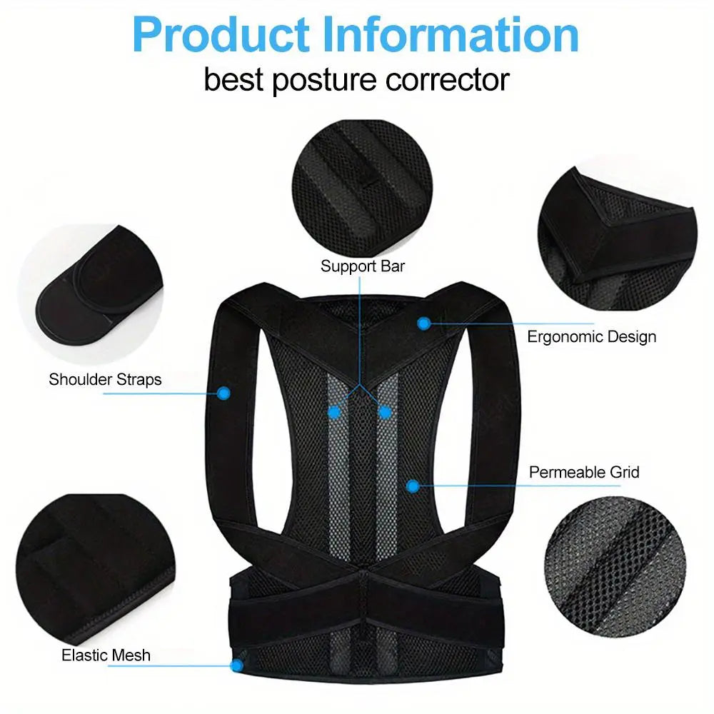 Adjustable Breathable Waist Brace - Lower Back Support & Posture Corrector Belt, Posture Strap for Gym, Sports, Office Sitting