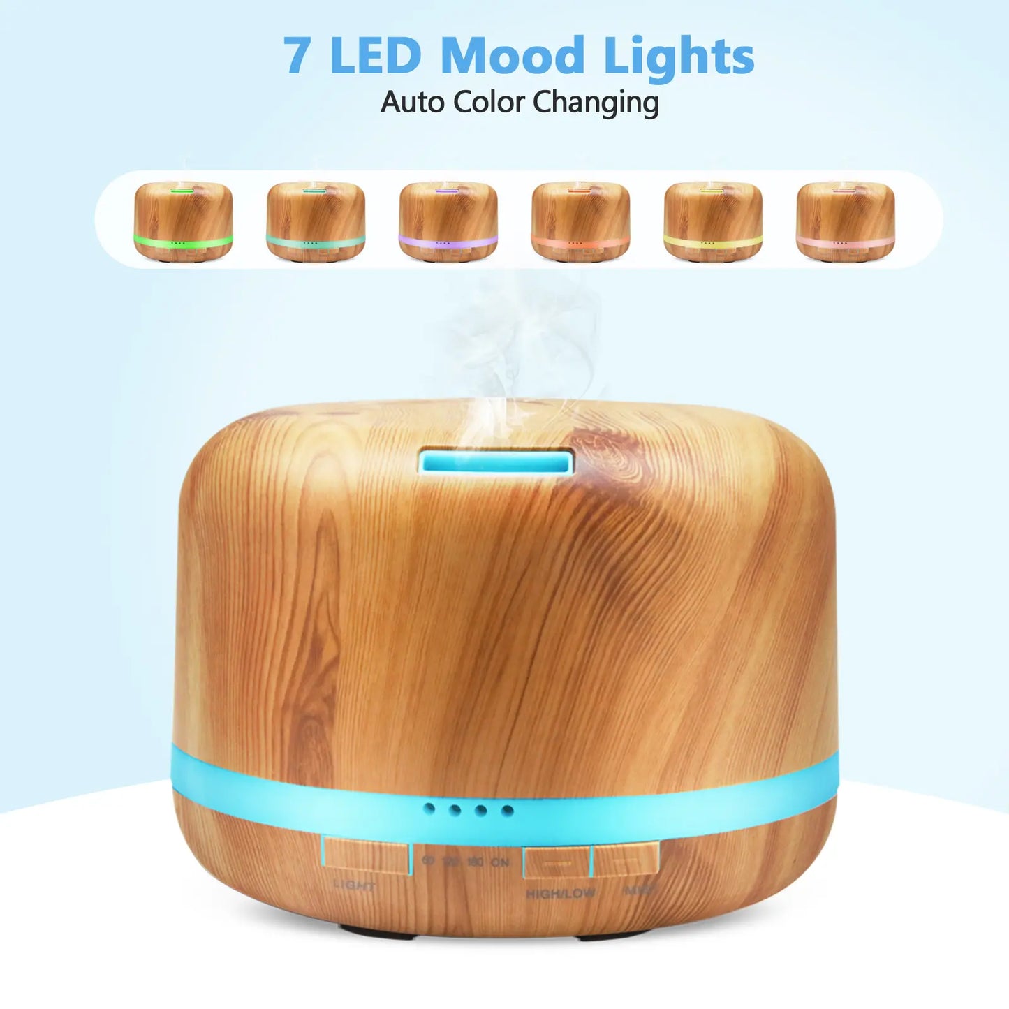 DAROMA 500Ml Essential Oil Diffuser with Remote Control, Premium Ultrasonic Aromatherapy Diffusers Scent Humidifier Vaporizer Auto-Off Timer for Large Room Home,7 Color Mood Lights & Waterless Auto-Off for Home Office Gift