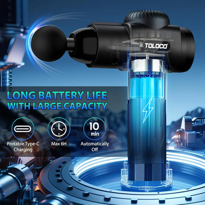 New TOLOCO Massage Gun, 10 Heads, 7 Speed Levels, Smart Touch Screen, Portable Handheld Deep Muscle Tissue Massager for Neck & Full Body Relaxing