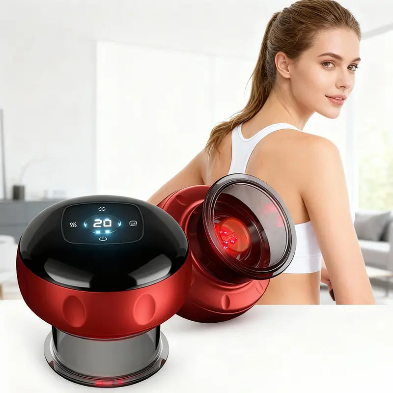 [Renhui]Electric Cupping Massager,Intelligent Massage Cup, Red Light+Heat+Suction Therapy/Muscle Relief, Cellulite, Used for Comfortable Massage, Portable Charging Massage Tool, Used for Body Care, Gifts, Vacuum Electronic Cupping Massage Device.